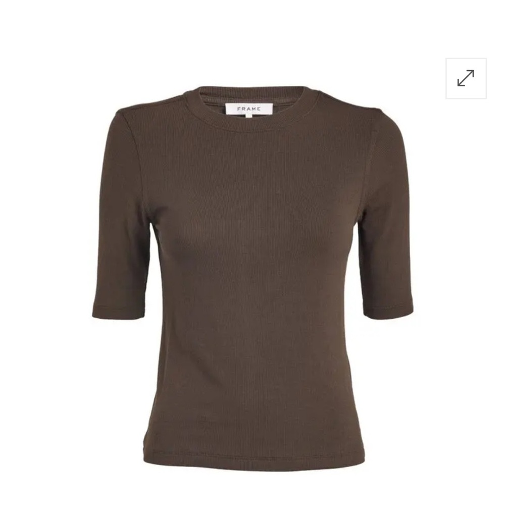 FRAME Ribbed Crew Neck Tee (S).